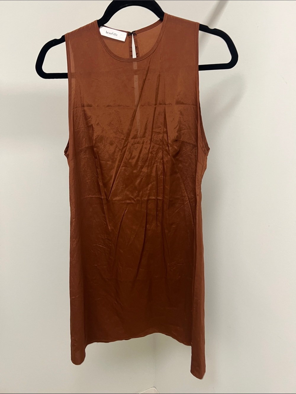 beaufille Sleeveless Copper-Brown Tank Shift